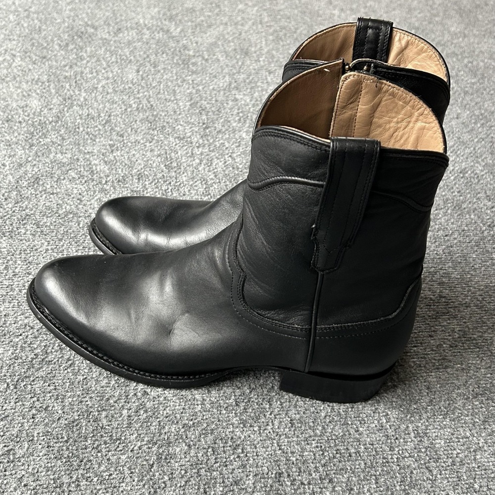 Tecovas Boots Mens Size 10.5EE Black Leather Western Ankle Zip Almond Toe 78707 - Picture 4 of 16